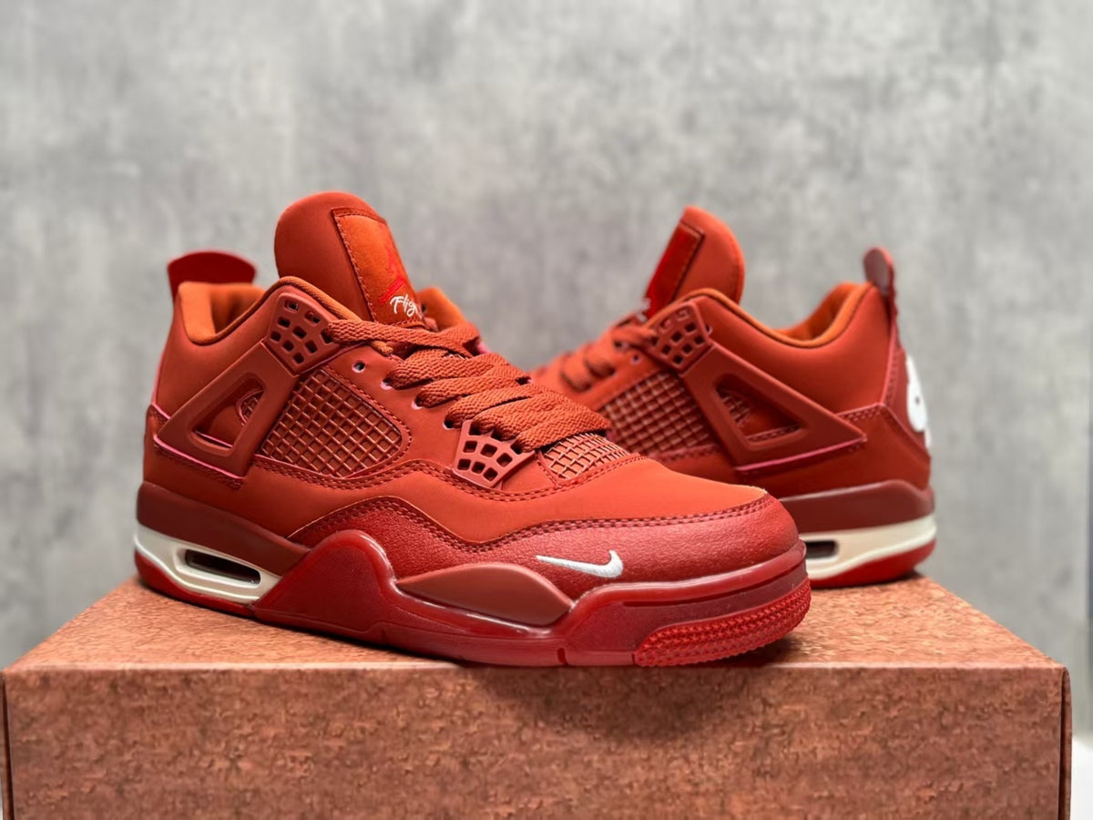 Mid Top Sneakers, Red Colorway, Lace Up Design, Casual Gift for Sneaker Fans