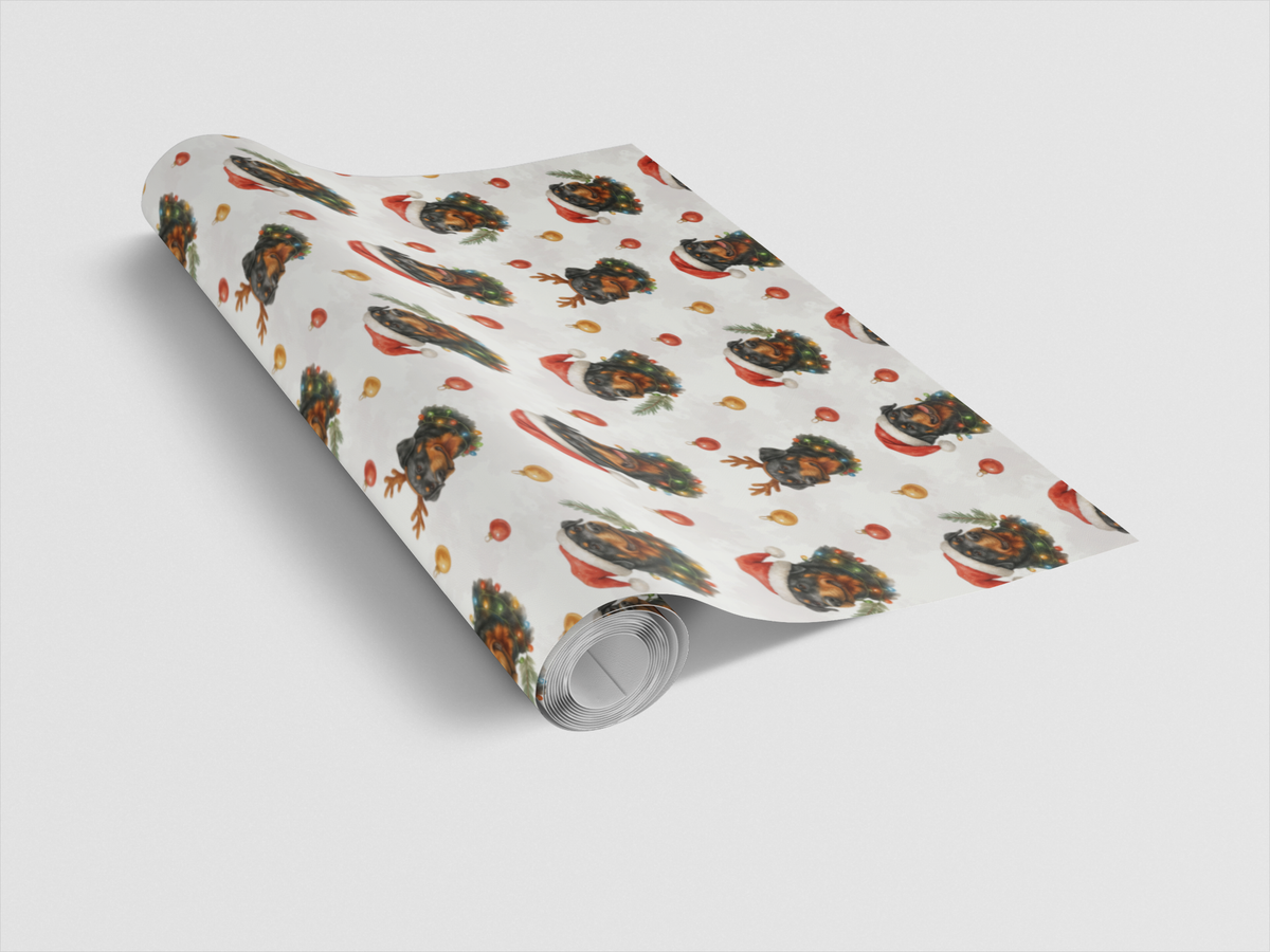 Santa Hat Rottweiler Gift Wrap, Rottweiler Christmas Wrapping Paper, Festive Rottweiler Wrapping Paper, Holiday Dog Lover Gif