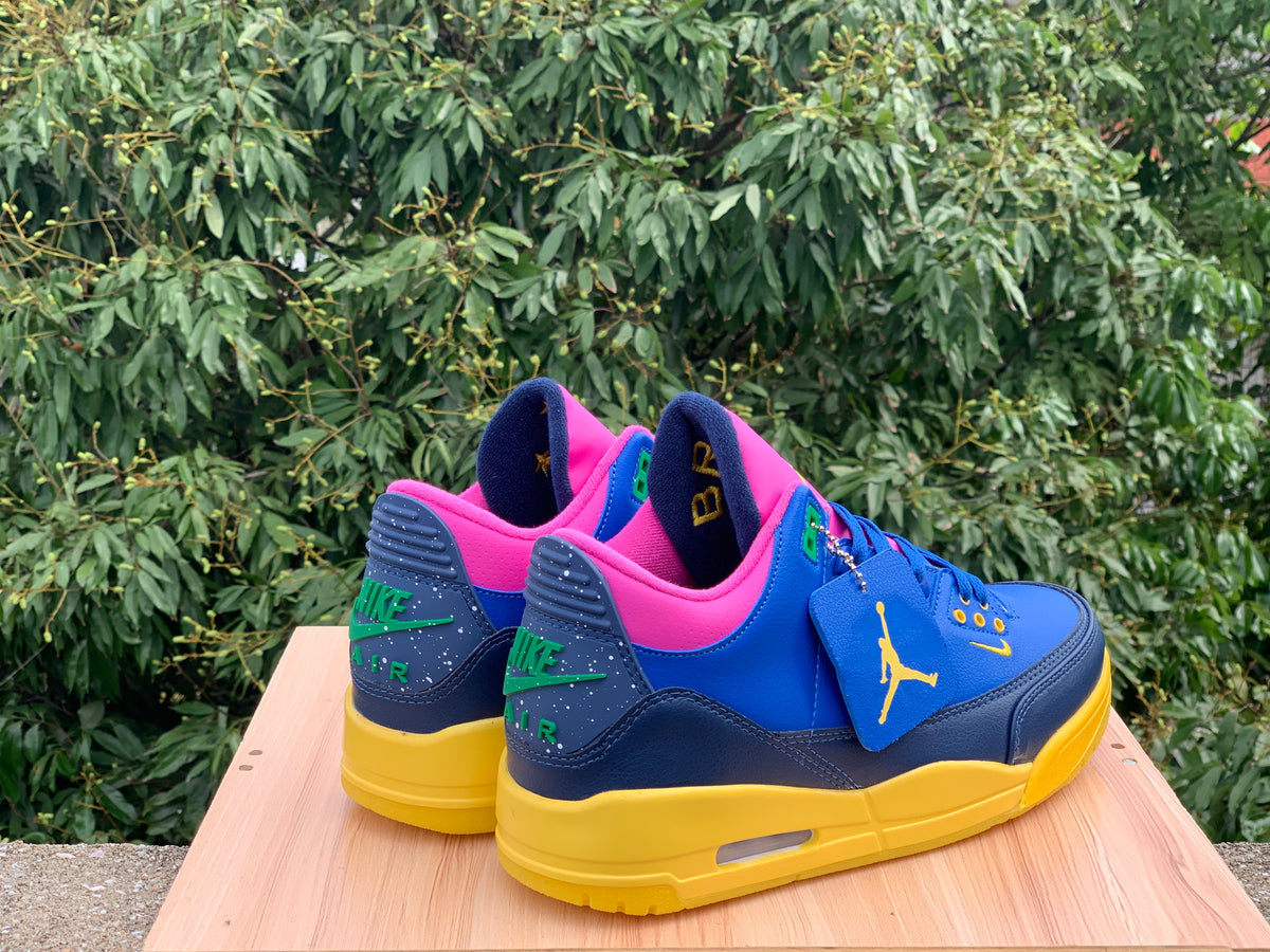 Low Top Sneakers, Blue Yellow Pink Colorway, Lace Up Design, Casual Gift for Sneaker Fans