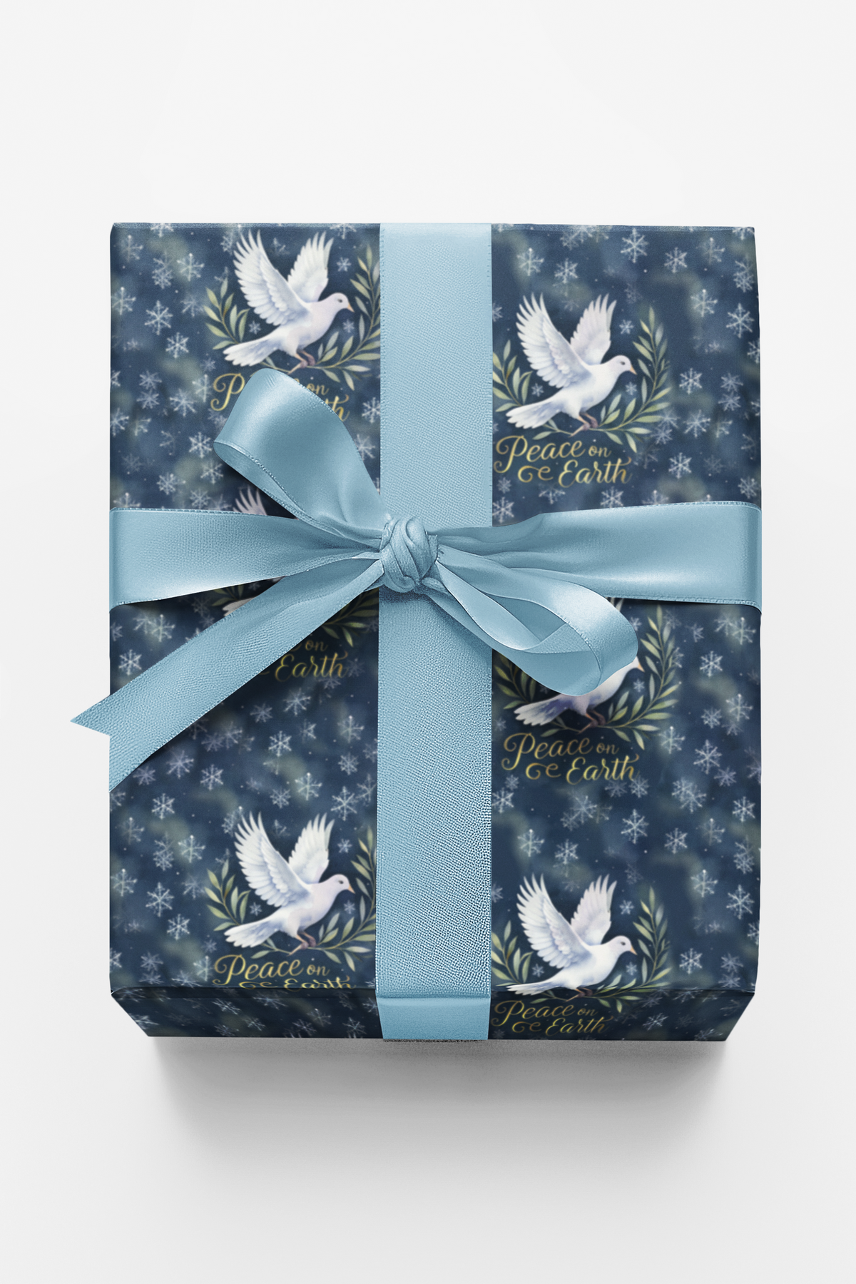 Christmas Script Gift Wrap, Peace on Earth Wrapping Paper, Pastel Sky Holiday Paper Roll, Religious Xmas Gift Wrap, Winter Wr