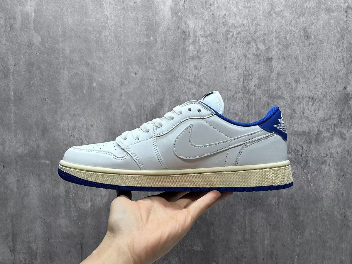 Low Top Sneakers, White Blue Colorway, Reverse Hook Design, Lace Up Design, Casual Gift for Sneaker Fans