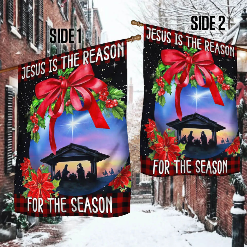 Holy Family Nativity Yard Flag, Jesus Is the Reason for the Season Garden Flag, Christian Christmas Lawn Flag, Religious Holi