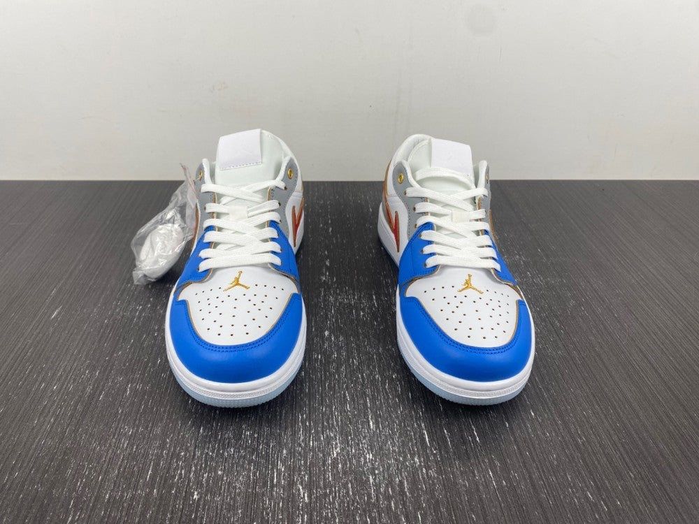 Low Top Sneakers, Blue White Red Colorway, Lace Up Design, Casual Gift for Sneaker Fans