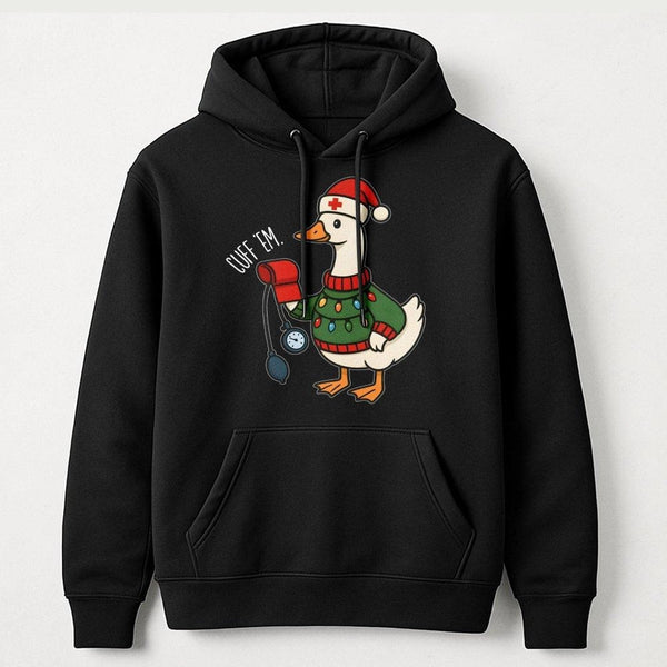 Christmas Nurse Hoodie, Silly Goose Cuff Em Nurse Hoodie, Humorous Blood Pressure Graphic Sweatshirt, Nursing Student Pullove