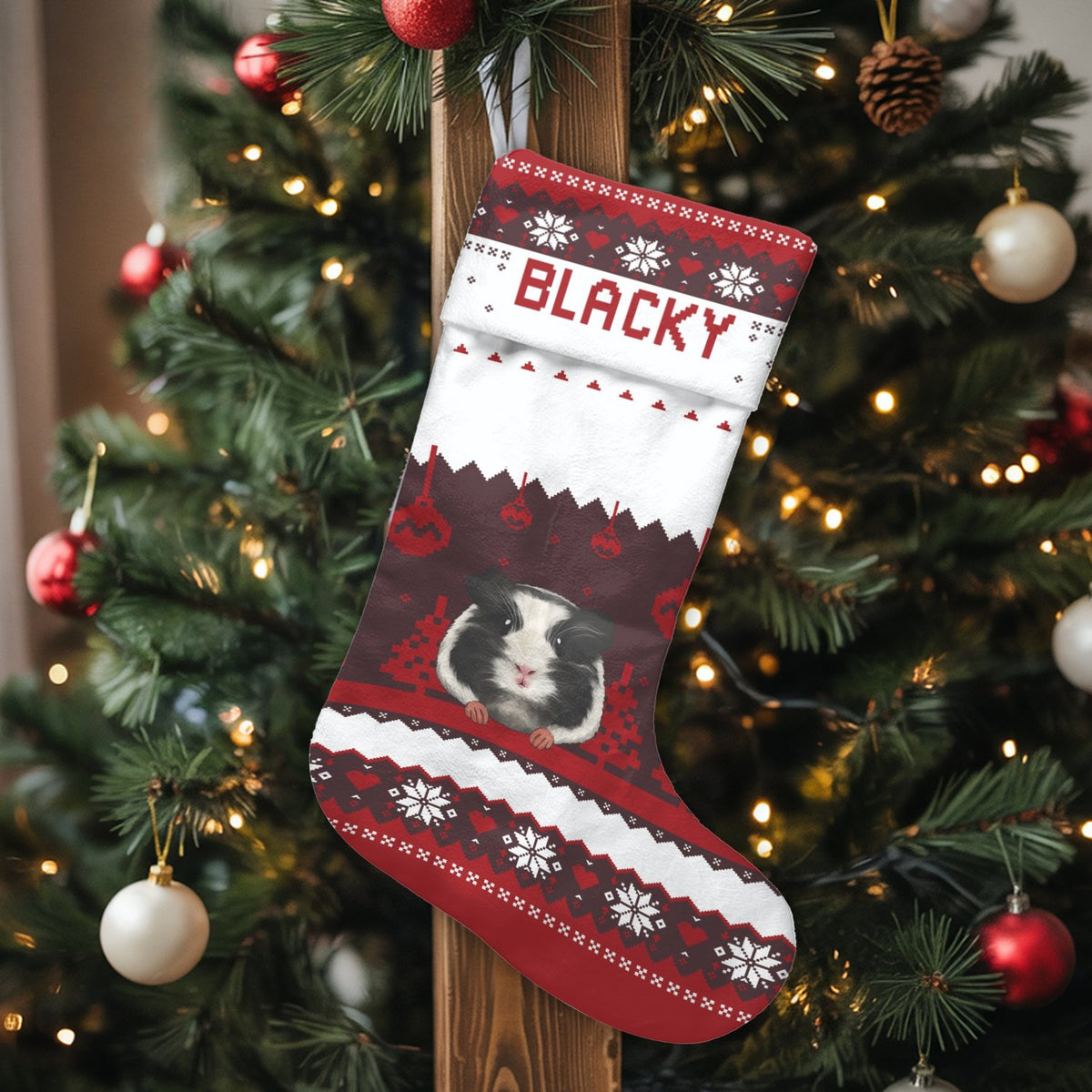 Custom Pet Holiday Stocking, Personalized Guinea Pig Christmas Stocking, Adorable Guinea Pig Lover Present, Festive Xmas Mant