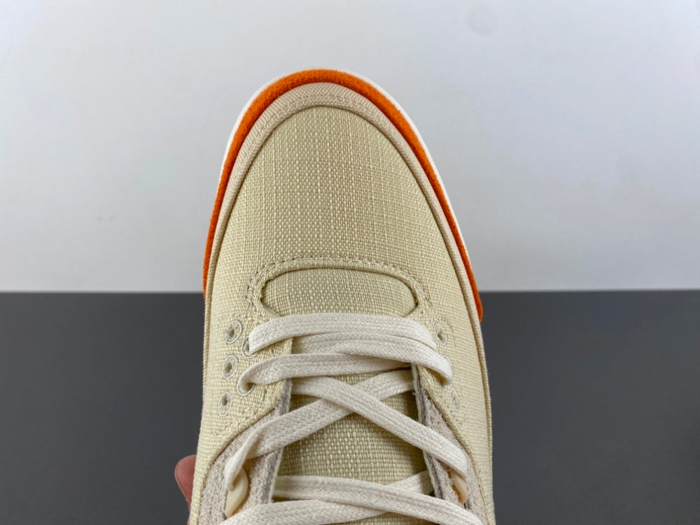 Retro Low Top Sneakers, Beige Orange Colorway, Leather Footwear, Lace Up Design, Casual Gift for Sneaker Fans