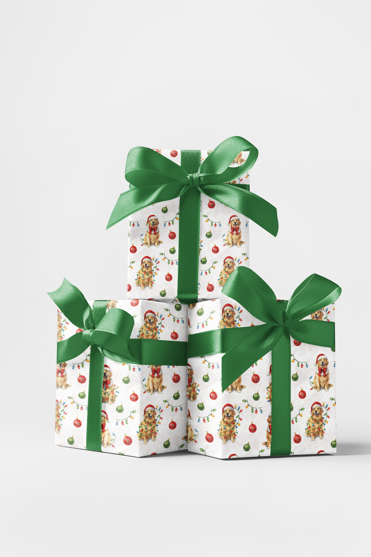 Santa Dog Wrapping Paper, Golden Retriever Christmas Wrapping Paper, Holiday Puppy Gift Wrap, Dog Lover Wrapping Paper, Adora