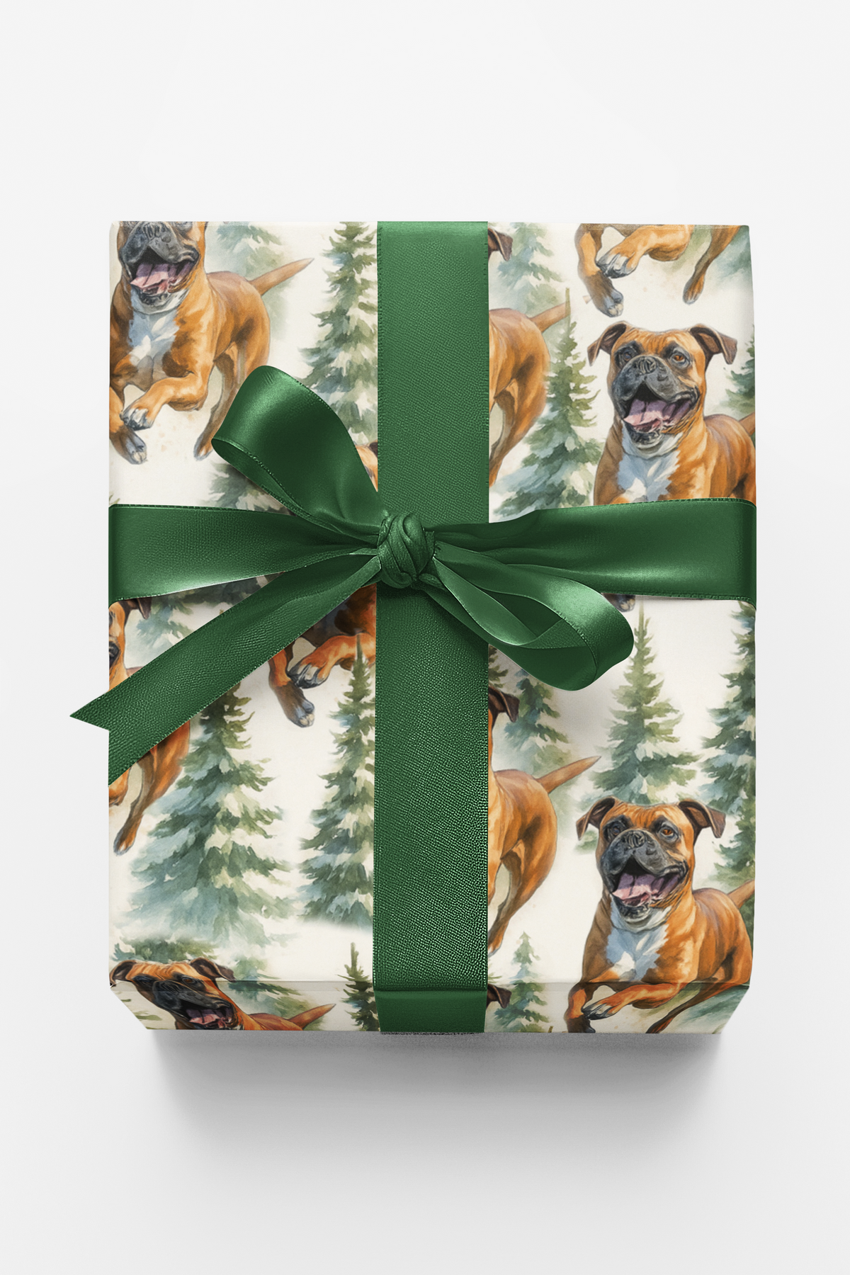 Boxer Christmas Gift Wrap, Boxer Dog Wrapping Paper, Woodland Dog Holiday Wrapping Paper, Dog Lover Xmas Gift Wrap Roll, Pet 