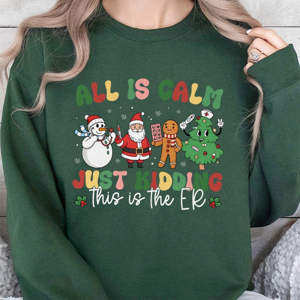 Humorous ER Medical Staff Holiday Crewneck, Emergency Room Nurse Christmas Sweatshirt, Hospital RN Xmas Sweater, Nurse Holida