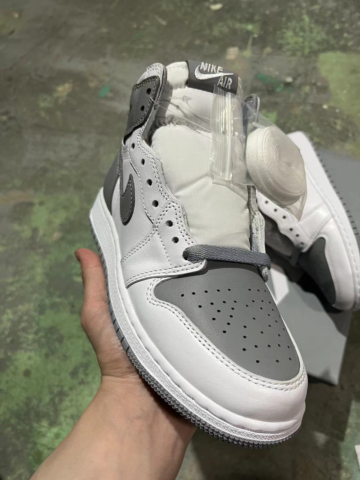 Retro High Top Sneakers, White Gray Colorway, Lace Up Design, Casual Gift for Sneaker Fans