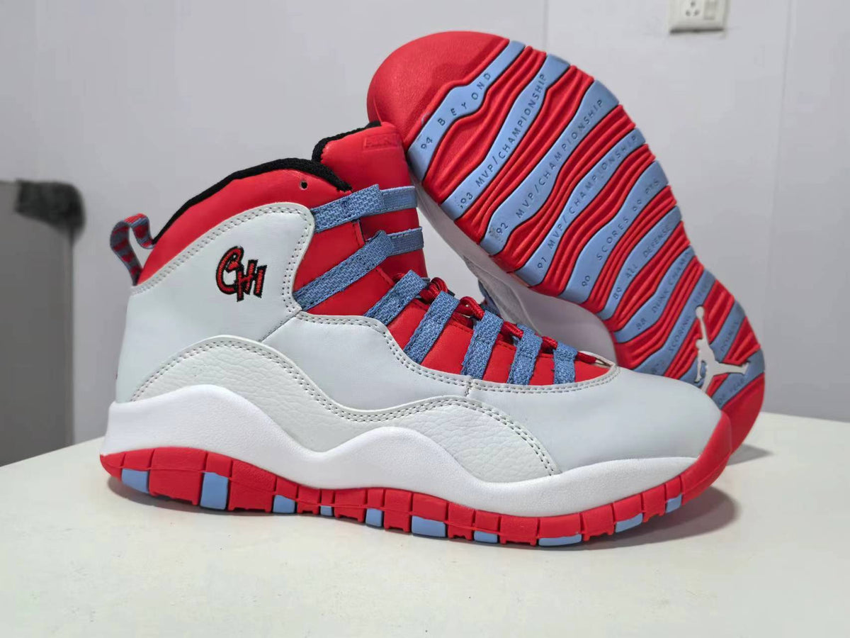High Top Sneakers, White Red Blue Colorway, Lace Up Design, Casual Gift for Sneaker Fans