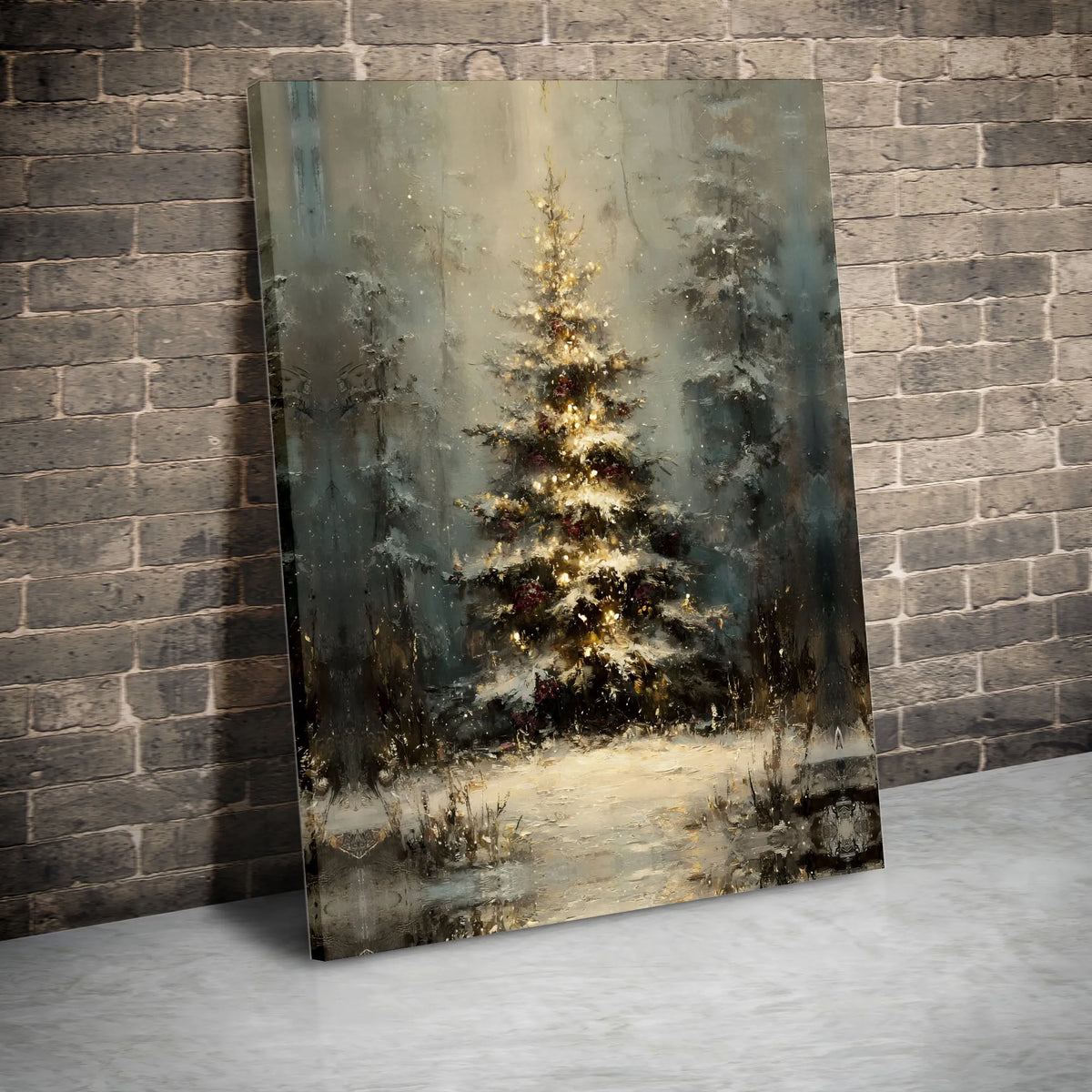 Snowy Winter Forest Canvas Art, Impressionist Christmas Tree Canvas Print, Holiday Pine Tree Canvas Decor, Rustic Winter Wall