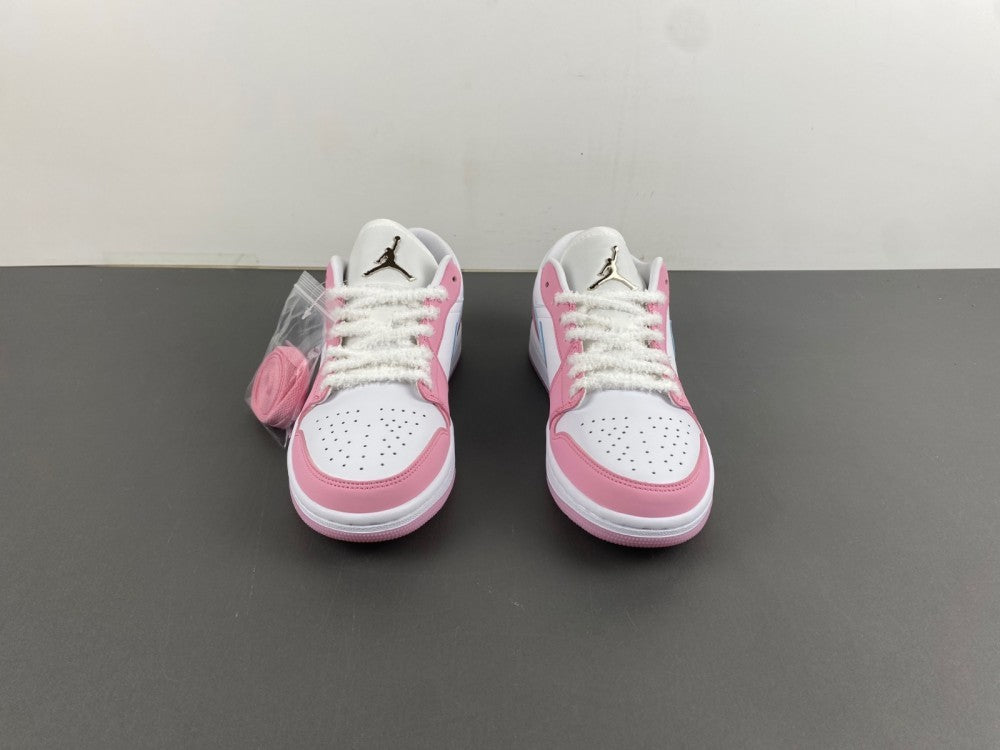 Low Top Sneakers, White Pink Colorway, Lace Up Design, Casual Gift for Sneaker Fans
