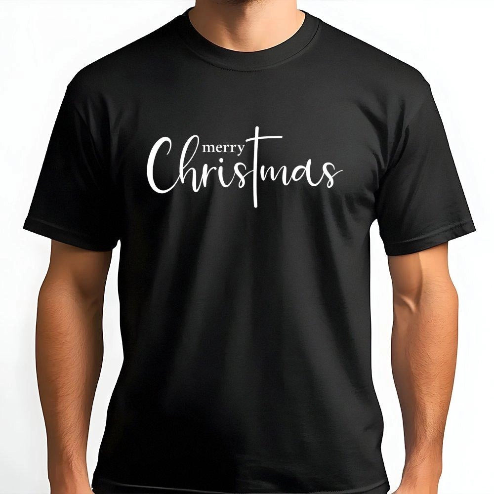 Minimalist Christian Cross Holiday Tee, Merry Christmas T-Shirt, Religious Faith Christmas Graphic Shirt, Jesus Reason for th