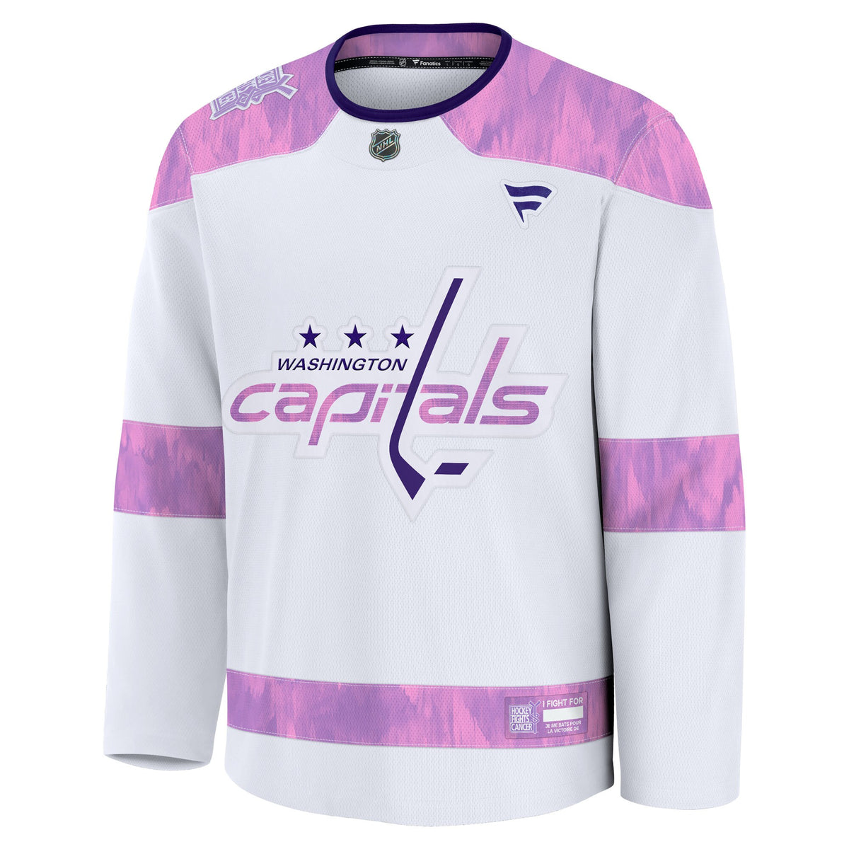 Washington Capitals Fanatics White Hockey Fights Cancer Survivor Practice Jersey