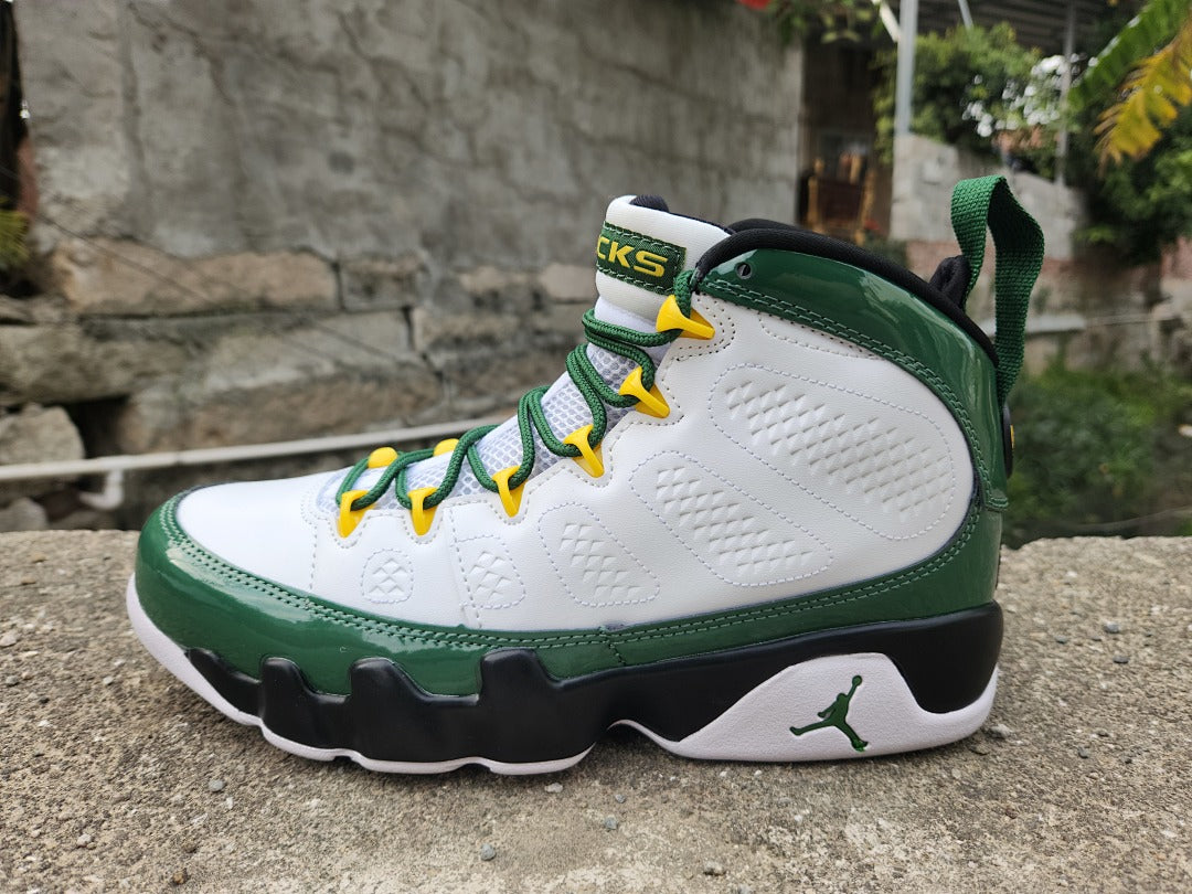 High Top Sneakers, White Green Colorway, Lace Up Design, Casual Gift for Sneaker Fans