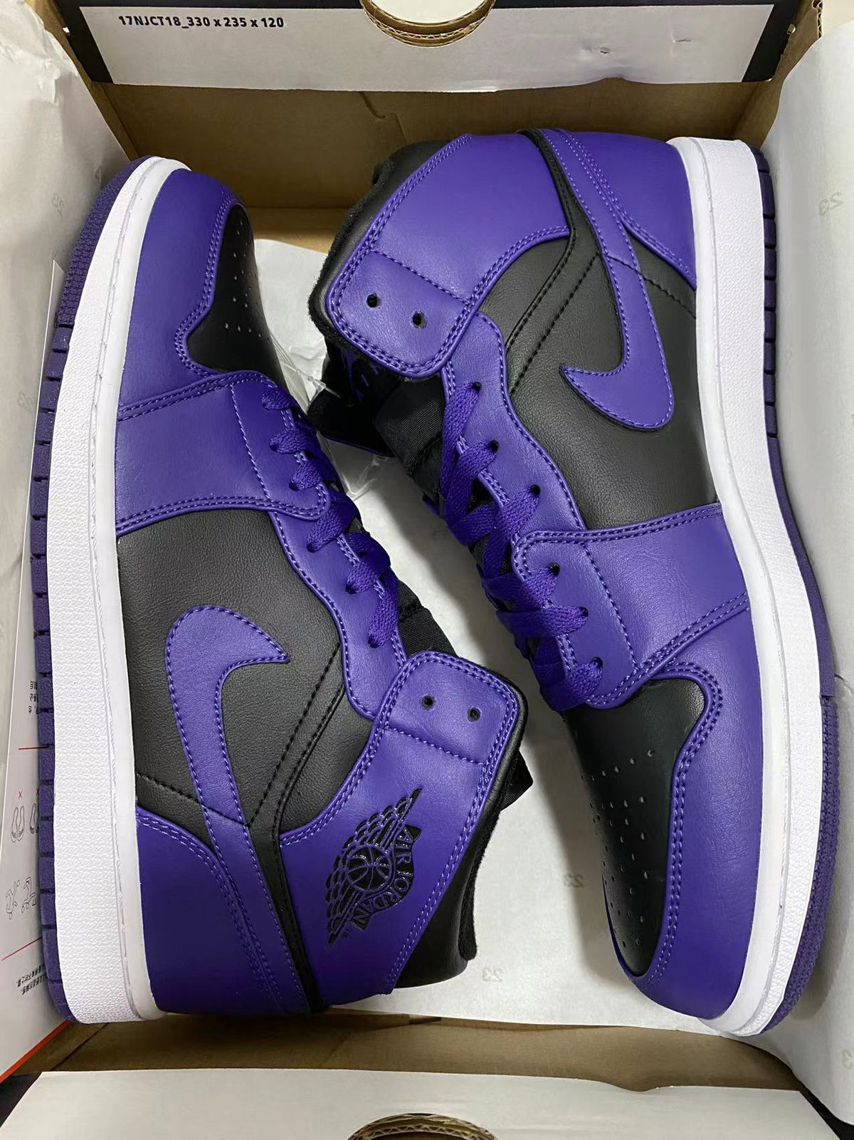 Mid Top Sneakers, Black Purple Colorway, Lace Up Design, Casual Gift for Sneaker Fans