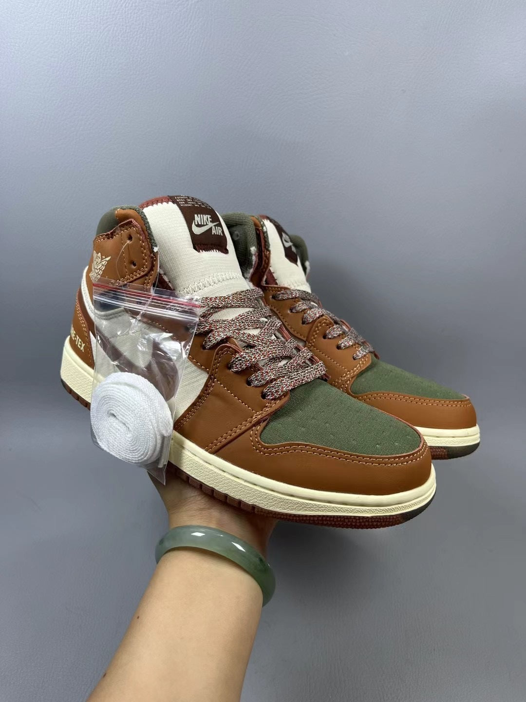 High Top Sneakers, Green Brown Colorway, Lace Up Design, Casual Gift for Sneaker Fans