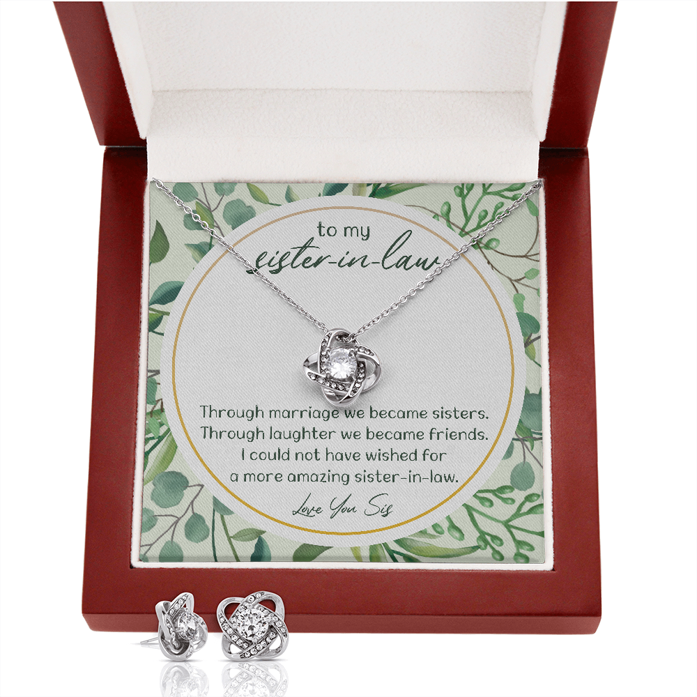 Sister in Law Love Knot Necklace, Sister-in-Law Love Knot Jewelry Set, Love Knot Earrings, Birthday Present for Her, Holiday 