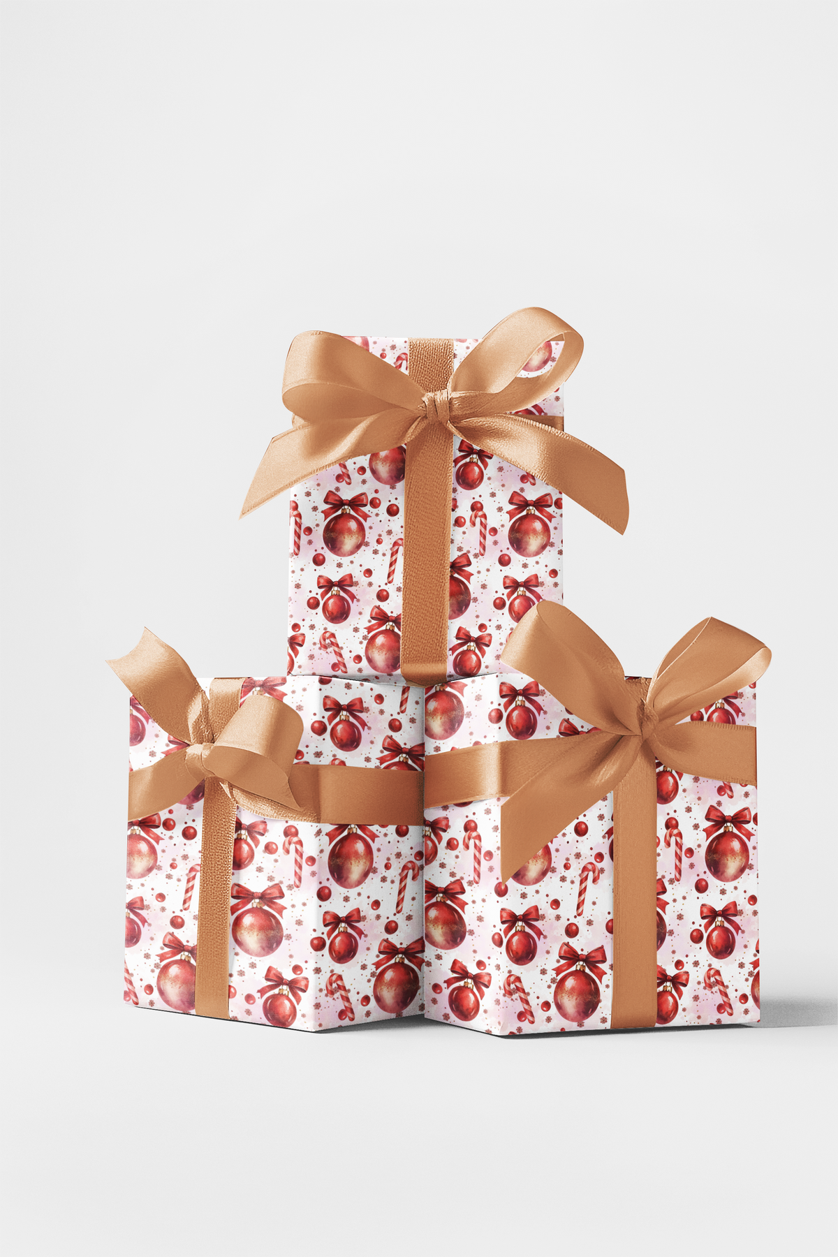 Red and Gold Candy Gift Wrap, Merry Confection Christmas Wrapping Paper, Holiday Sweets Ornament Present Wrap, Festive Gift W