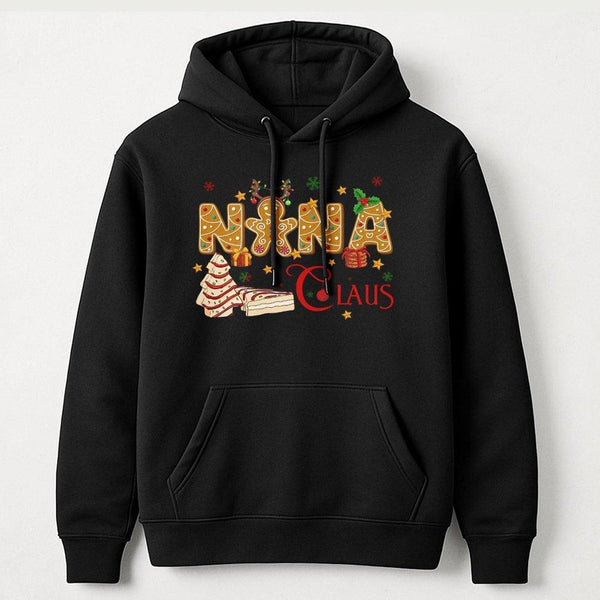 Gingerbread Man Holiday Hoodie, Nana Claus Christmas Hoodie, Adorable Grandma Cookie Graphic Hoodie, Matching Family Xmas Swe