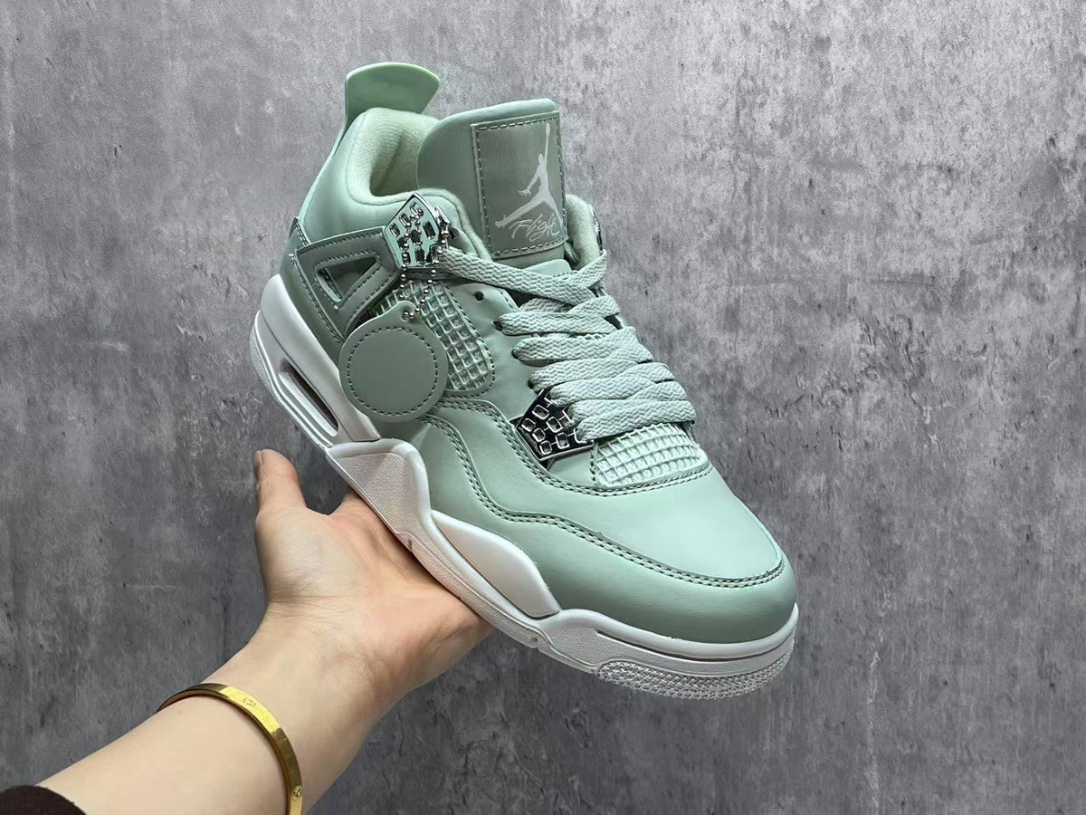 Mid Top Sneakers, Green White Colorway, Lace Up Design, Casual Gift for Sneaker Fans