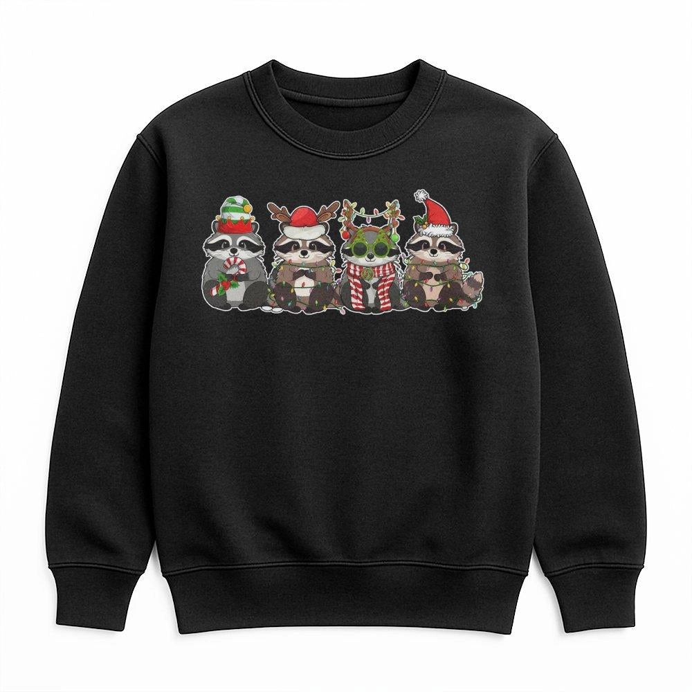 Adorable Festive Animal Sweatshirt, Christmas Raccoon Sweatshirt, Holiday Raccoon Crewneck, Winter Graphic Pullover Sweatshir