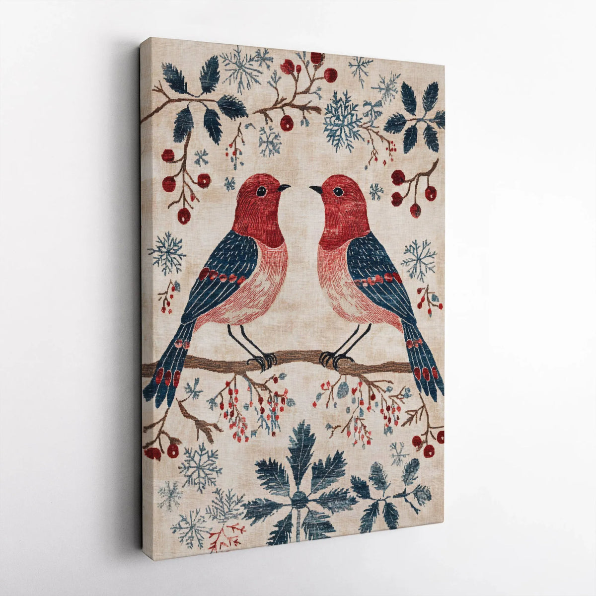Rustic Red Bird Poster, Winter Cardinal Canvas Wall Art, Christmas Bird Canvas Art, Farmhouse Bird Wall Art, Nature Printable