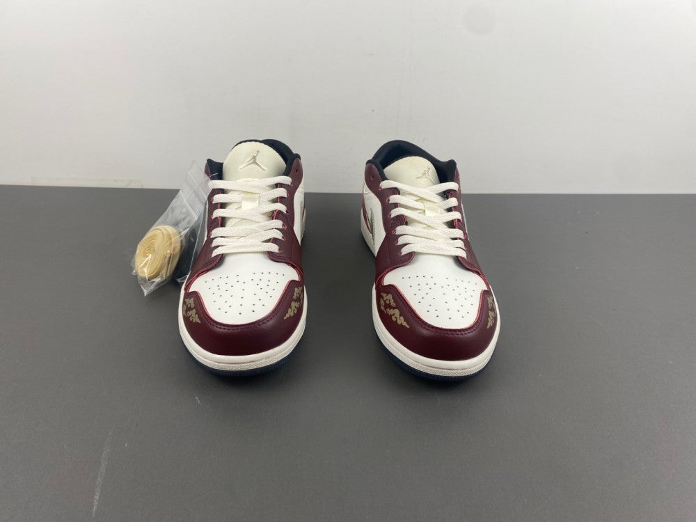 Low Top Sneakers, White Burgundy Colorway, Lace Up Design, Casual Gift for Sneaker Fans