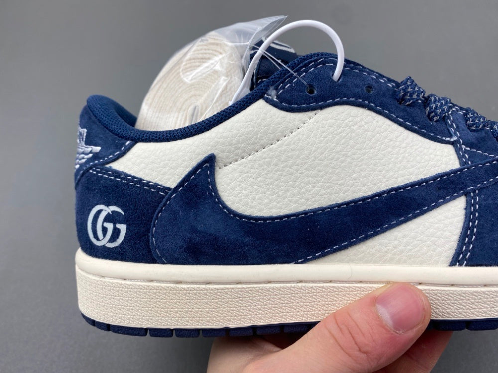 Low Top Sneakers, Off White Blue Colorway, Reverse Hook Design, Lace Up Design, Casual Gift for Sneaker Fans