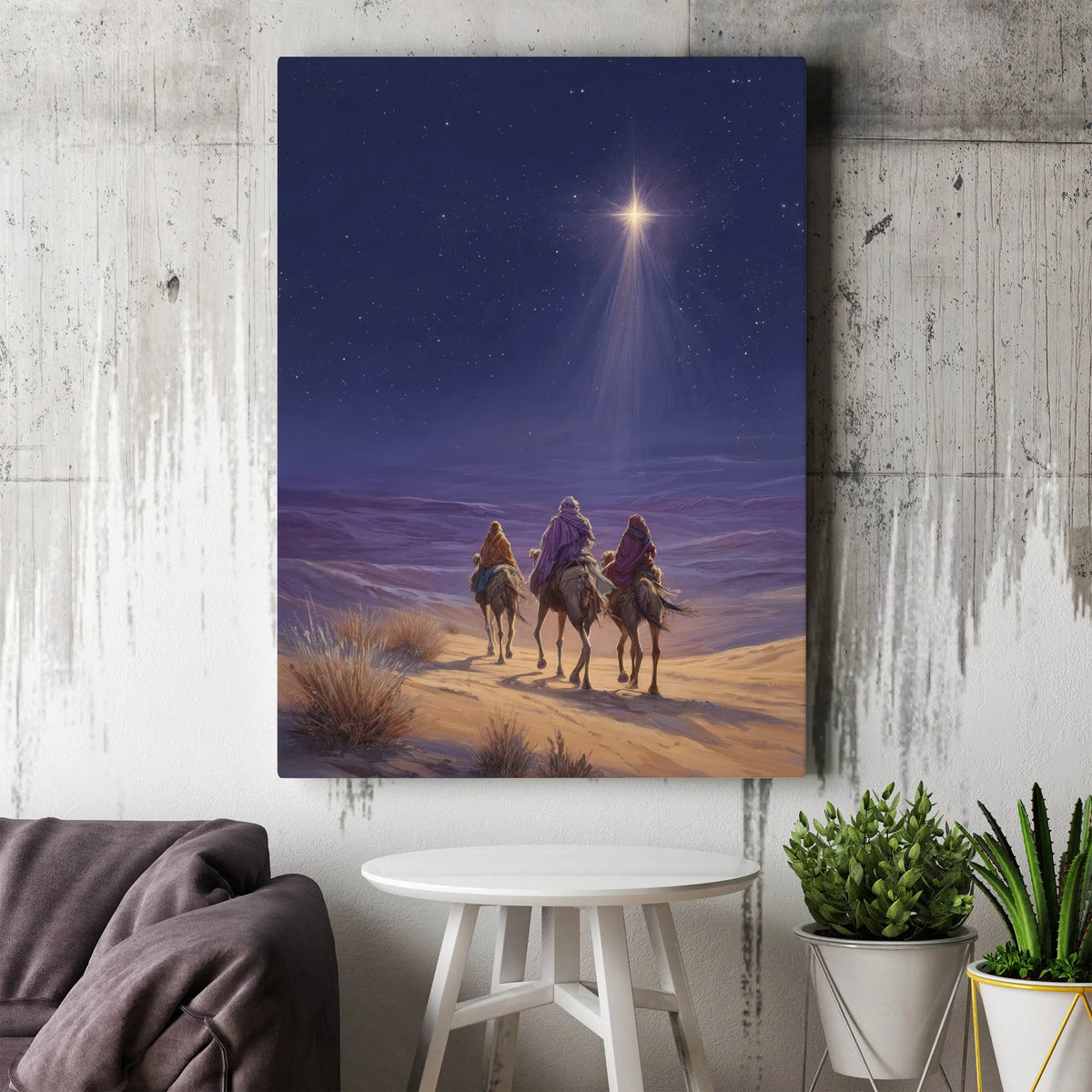 Holy Night Star Canvas Art, Three Wise Men Nativity Canvas Print, Christian Nativity Wall Art, Religious Christmas Canvas Dec