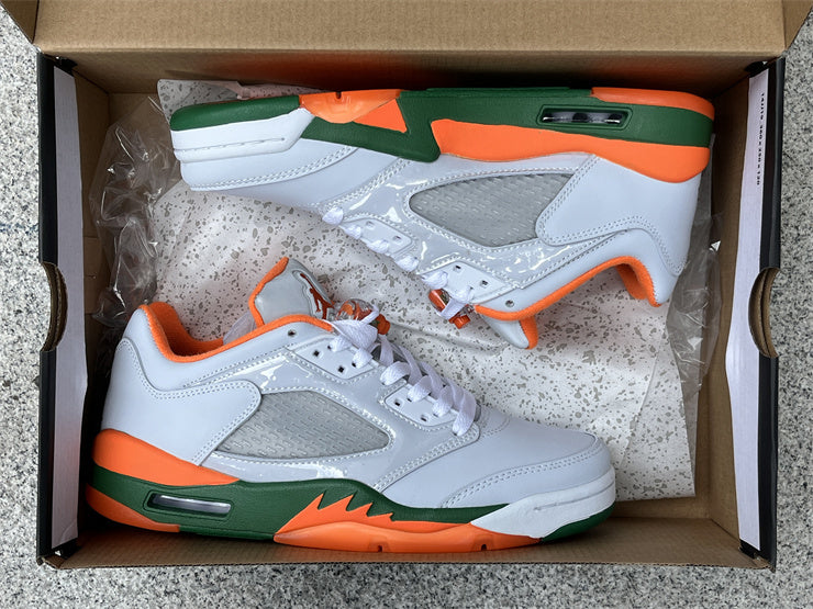 Low Top Sneakers, White Green Orange Colorway, Lace Up Design, Casual Gift for Sneaker Fans