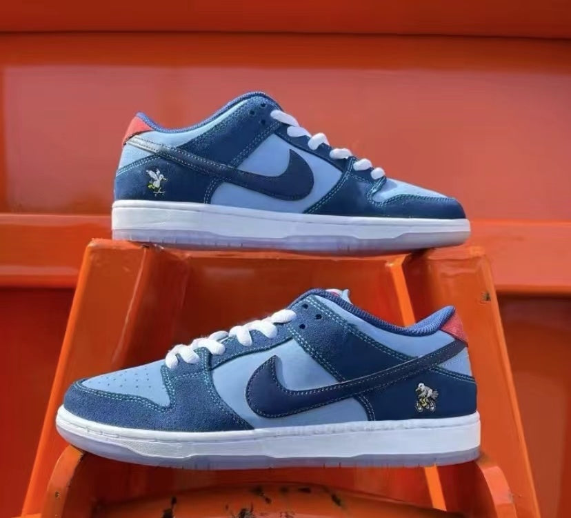 Low Top Skate Shoes, Blue Colorway, Lace Up Design, Casual Gift for Shoe Lovers