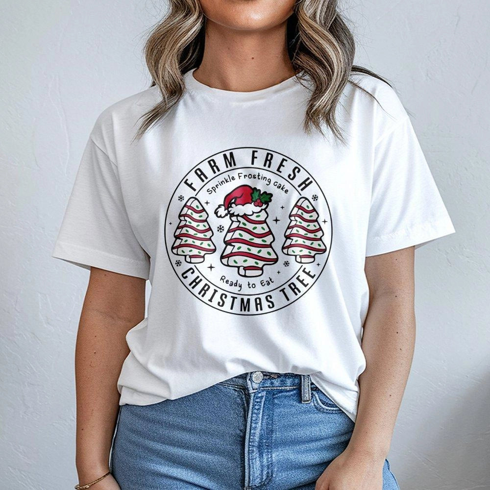 Vintage Snack Food Graphic Tee, Christmas Tree Cake T-Shirt, Retro Holiday Foodie Shirt, Humorous Baker Xmas Tee, Winter Holi