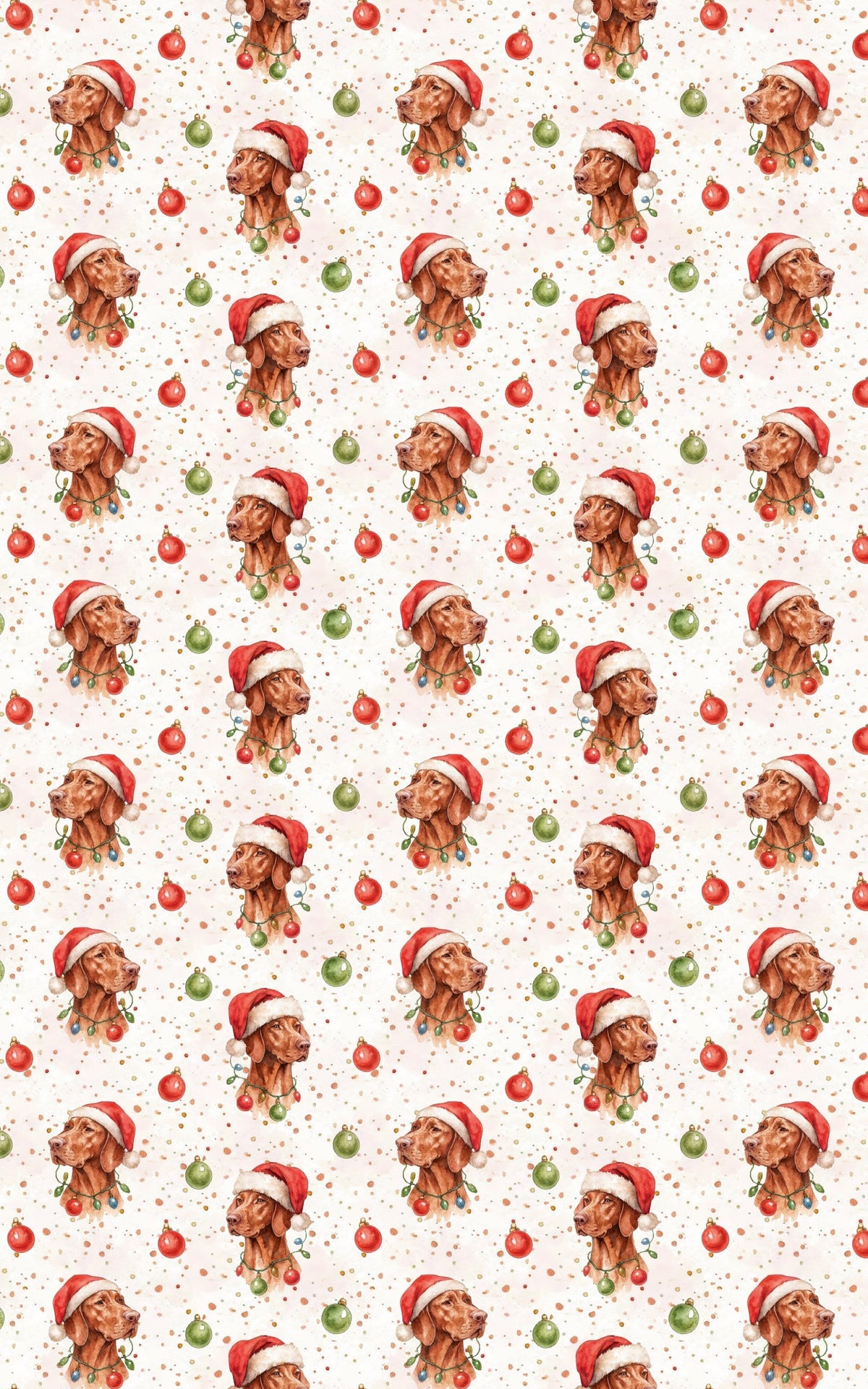 Santa Dog Holiday Gift Wrap, Vizsla Christmas Wrapping Paper, Hungarian Vizsla Wrapping Paper, Dog Lover Xmas Present Wrap, G