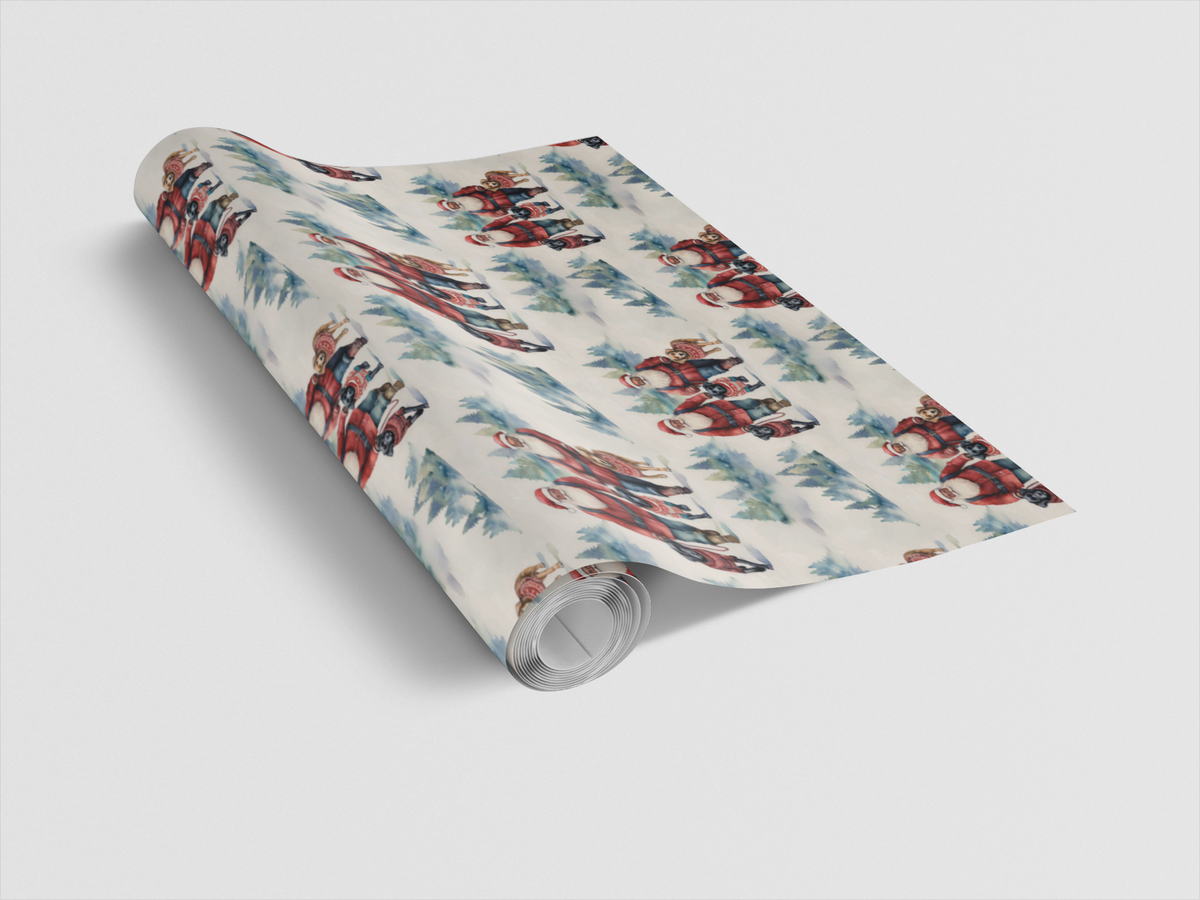 Christmas Dog Gift Wrap, Santa Dog Parade Wrapping Paper, Adorable Holiday Pups Wrapping Paper, Festive Winter Puppy Gift Wra