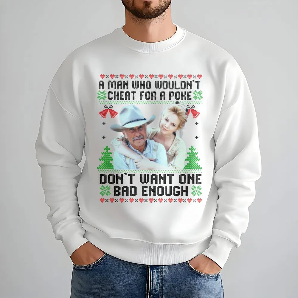 Western Ugly Christmas Sweater, Humorous Cowboy Christmas Sweatshirt, Rodeo Holiday Crewneck, Rancher Xmas Pullover, Country 