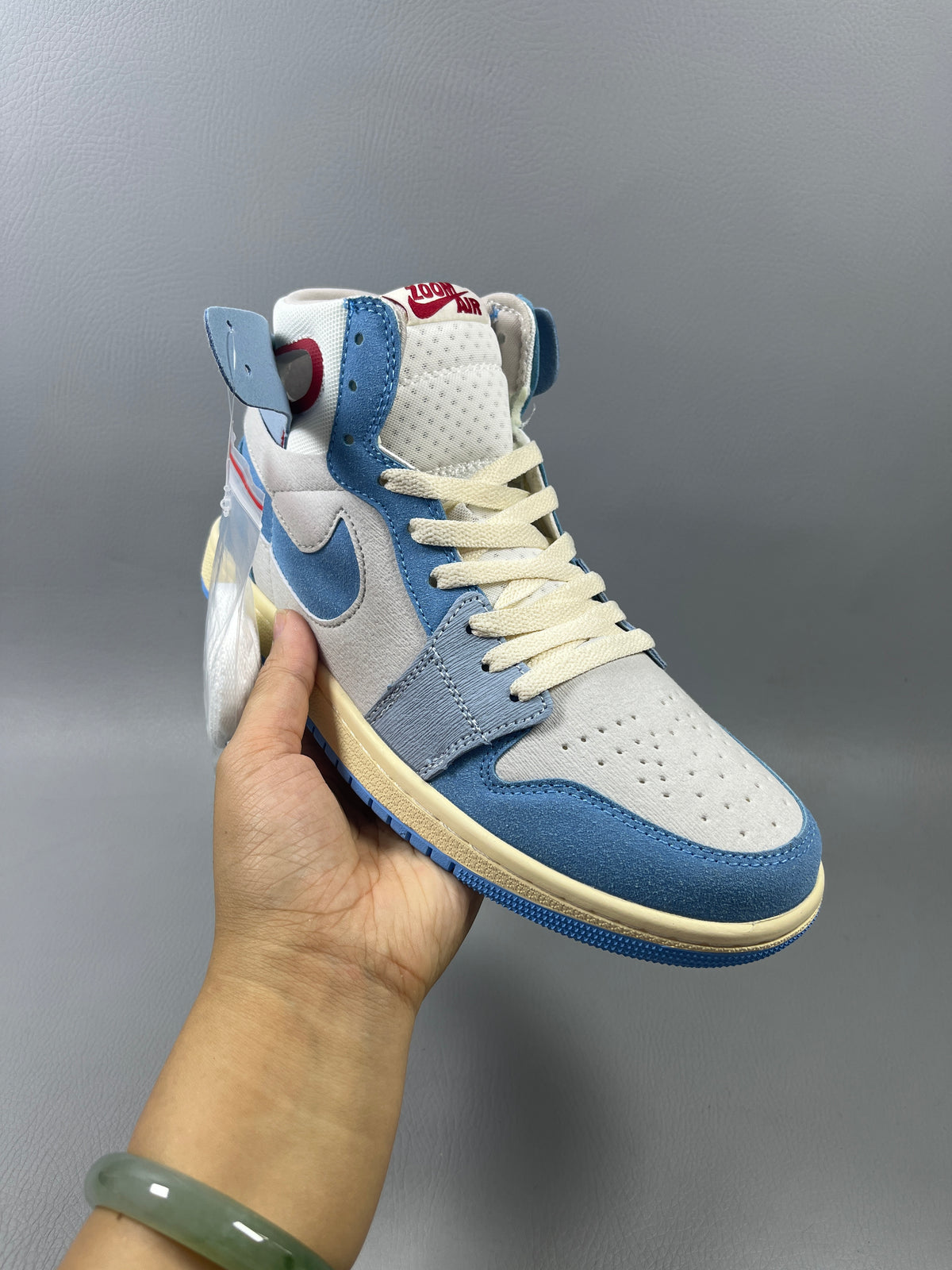 High Top Sneakers, Blue Gray Colorway, Lace Up Design, Casual Gift for Sneaker Fans