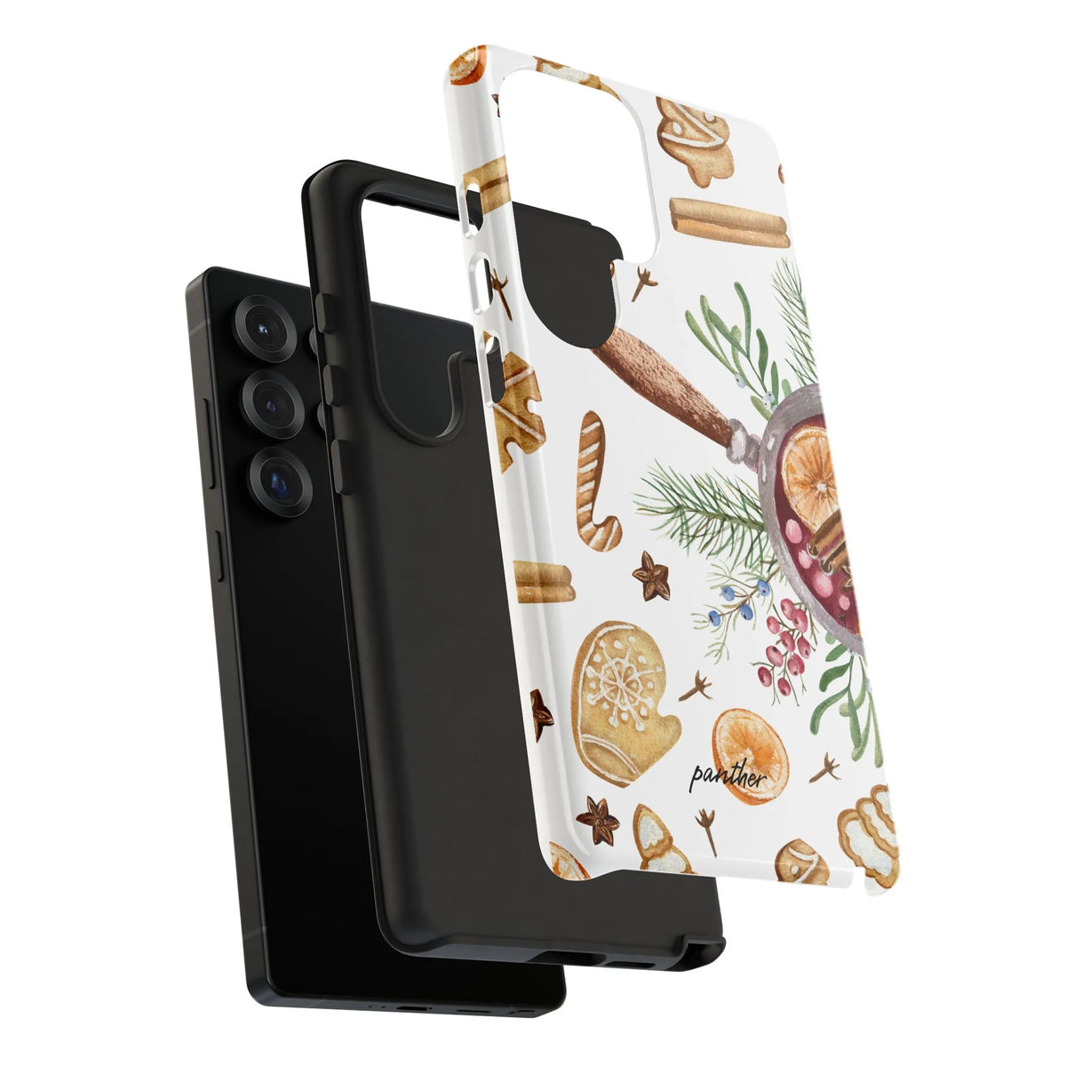 Holiday Baking Mulled Wine Watercolor Cover, Christmas Gingerbread Phone Case Samsung Galaxy, Festive Xmas Tough Samsung Case