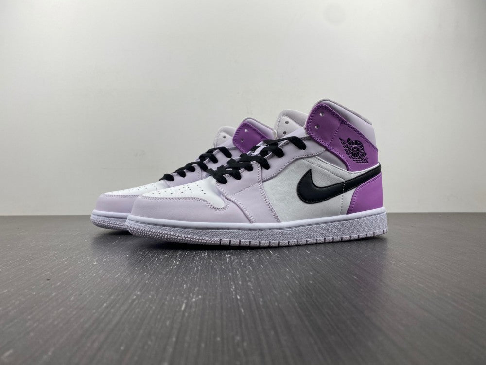 Mid Top Sneakers, White Black Purple Colorway, Lace Up Design, Casual Gift for Sneaker Fans