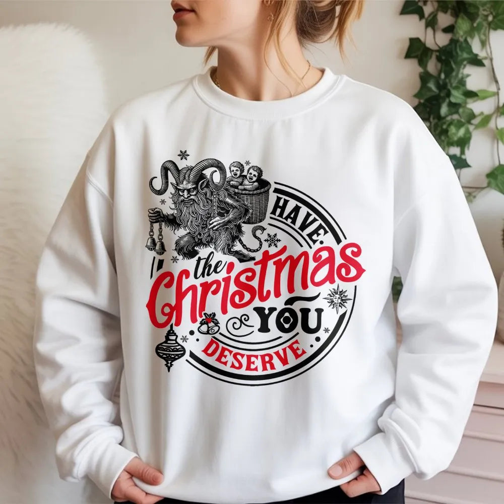 Humorous Krampusnacht Sweatshirt, Krampus Christmas Sweatshirt, Sarcastic Krampus Holiday Crewneck, Goth Christmas Pullover, 