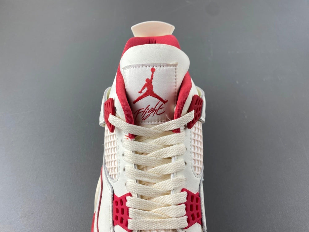 Low Top Sneakers, Off White Red Colorway, Leather Footwear, Lace Up Design, Casual Gift for Sneaker Fans