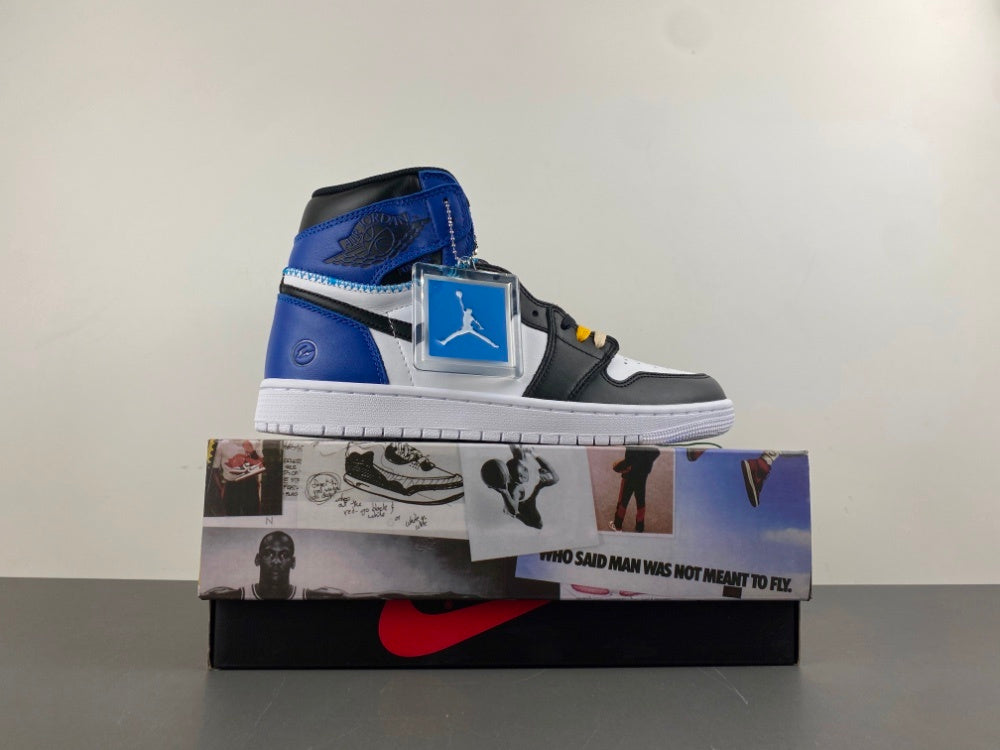 High Top Sneakers, White Black Blue Colorway, Lace Up Design, Casual Gift for Sneaker Fans