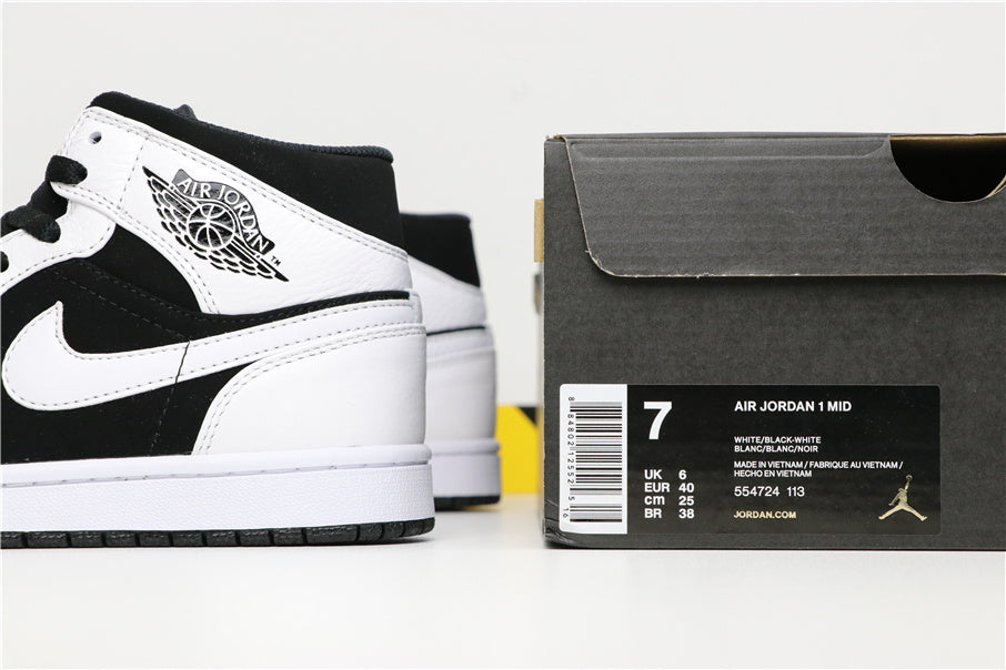 Mid Top Sneakers, White Black Colorway, Lace Up Design, Casual Gift for Sneaker Fans