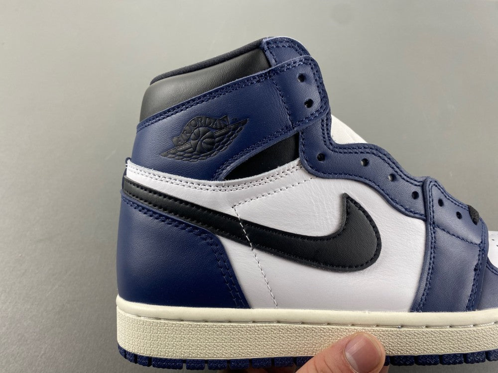 Retro High Top Sneakers, Blue White Black Colorway, Lace Up Design, Casual Gift for Sneaker Fans