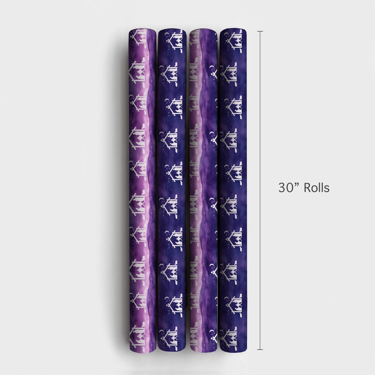Christian Christmas Gift Wrap, Nativity Scene Wrapping Paper, Purple Starry Night Holiday Paper, Religious Holy Family Gift W