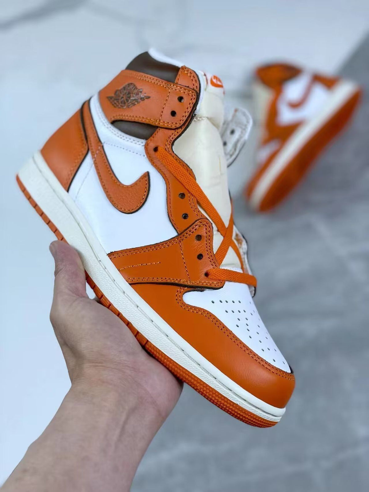 High Top Sneakers, Orange Colorway, Lace Up Design, Casual Gift for Sneaker Fans
