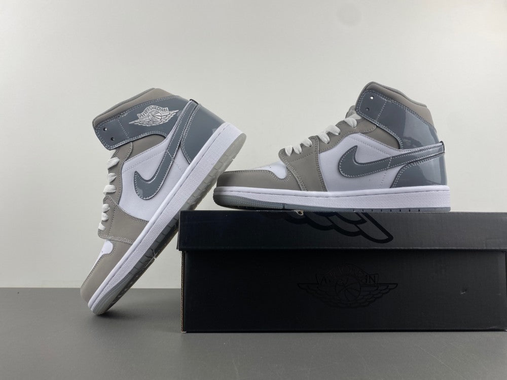 Mid Top Sneakers, White Gray Colorway, Lace Up Design, Casual Gift for Sneaker Fans