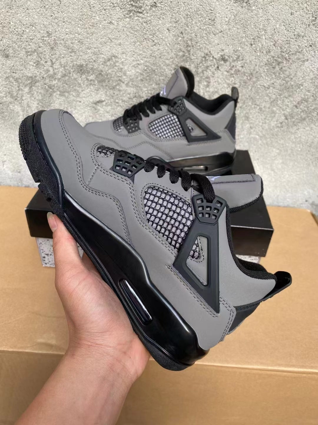 Mid Top Sneakers, Black Gray Colorway, Lace Up Design, Casual Gift for Sneaker Fans