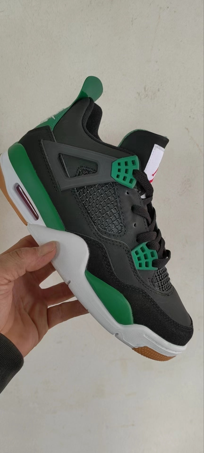 Sneakers, Black Green Colorway, Lace Up Design, Casual Gift for Sneaker Fans